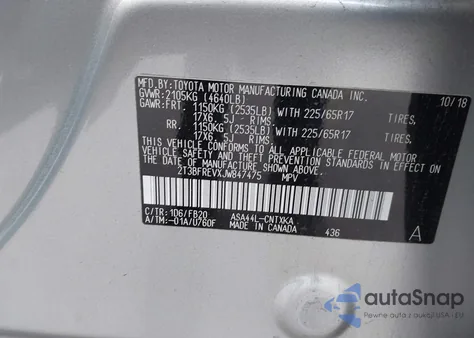 2018 Toyota Rav4 Le from USA, damaged, VIN 2T3BFREVXJW847475